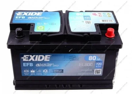 Аккумулятор 80Ah-12v EFB (315х175х190), R, EN720 EXIDE EL800