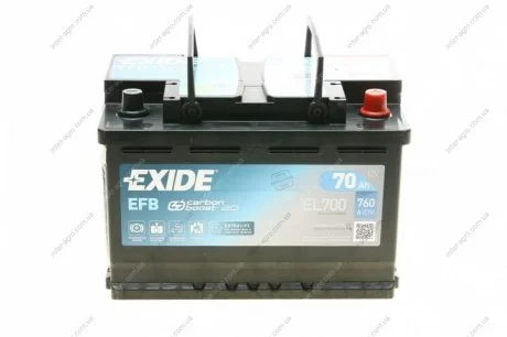 Аккумулятор 70Ah-12v EFB (278х175х190),R,EN720 EXIDE EL700