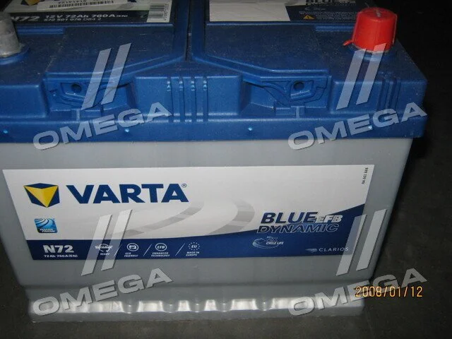 Акумулятор 72Ah-12v VARTA BD EFB (261х175х220),R,EN760 Азія Varta 572 501 076 (фото 1)