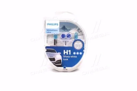 Лампа накаливания H1 + W5W WhiteVision ultra 12V 55W P14,5s (+60) (3700K) компл. Philips 12258WVUSM (фото 1)