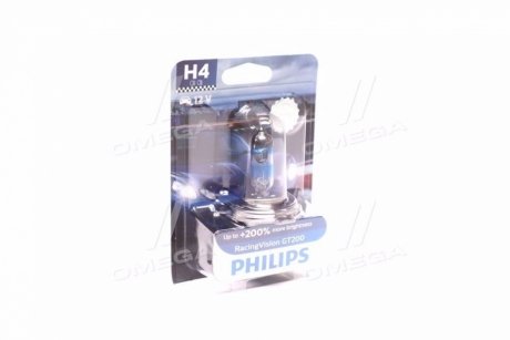 Лампа розжарювання H4 RacingVision GT200 +200 12V 60/55W P43t-38 Philips 12342RGTB1 (фото 1)