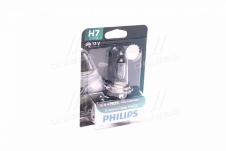 Лампа розжарювання H7 X-tremeVision Pro150 +150 12V 55W PX26d Philips 12972XVPB1