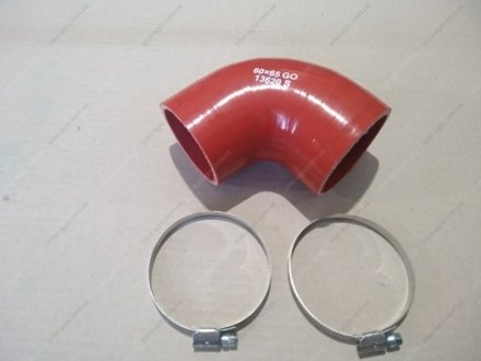 Патрубок повітряного фільтра ЗІЛ-5301 <Бичок> (СИЛІКОН ЧЕРВОНИЙ, D=60 мм, L=65 мм) з хомутами RED LORRY 245-1109408-Б