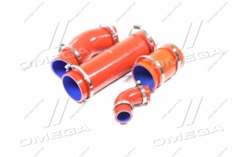 Патрубок радиатора КАМАЗ (СИЛИКОН красный, к-кт 4 шт) с хомутами DETALKA 5320-1303010/26/27