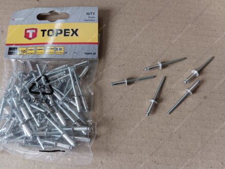 Алюминиевые заклепки 4,0 мм х 12,5 мм, 50 шт-1 уп. Topex 43E403