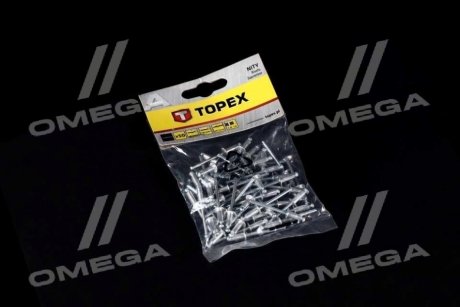 Алюминиевые заклепки 4.0 мм х 10 мм, 50 шт.*1 уп. Topex 43E402