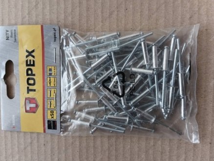 Алюминиевые заклепки 4,0 мм х 16 мм, 50 шт-1 уп. Topex 43E404