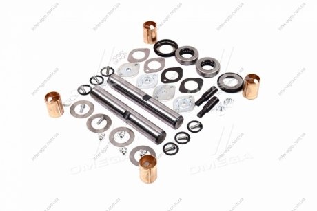 Шкворень в комплекте ГАЗ 53, 3307, 3309 Р0 (D=30) (подшипники РОЛИКОВЫЕ ПРЕМИУМ, полный на а/м) DETALKA 3307-3000100-01