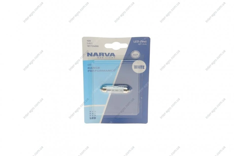 Лампа світлодіодна LED FESTOON С5W Range Performance 0,6W SV8.5 (43мм) (вир-во Narva) NARVA 181724000 (фото 1)