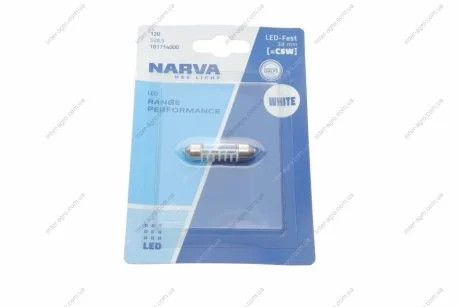 Лампа світлодіодна LED FESTOON С5W Range Performance 0,6W SV8.5 (38мм) (вир-во Narva) NARVA 181714000