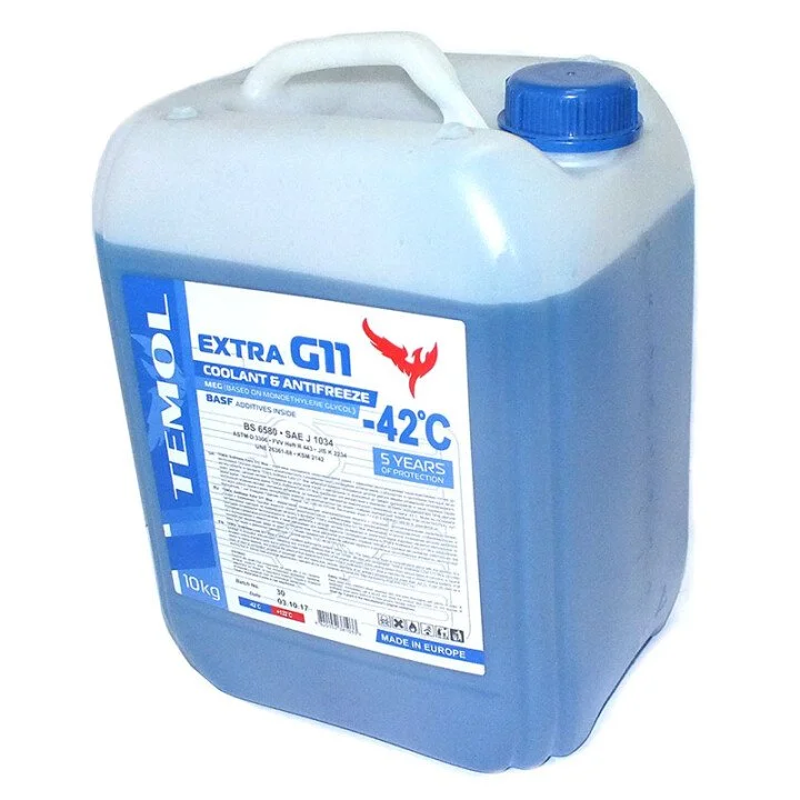 Антифриз Extra G11 -42С (синий) 10 кг TEMOL Антифриз синий -42С 10 кг. (фото 1)